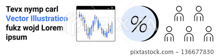 Data analytics, financial trends, business insights, statistics, teamwork, digital tools. Graph showing trends, percentage symbol group icons. Data analytics and financial trends concept Data analytics, financial trends, business insights, statistics, teamwork, digital tools. Graph showing trends, percentage symbol group icons. Data analytics and financial trends concept 136677830
