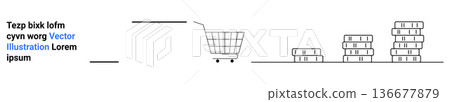 Online learning, e-commerce, education, knowledge growth, digital libraries, and shopping. A shopping cart moving towards stacks of books. E-commerce and education concept 136677879
