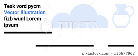 Graphic design, branding, marketing materials, web headers, minimalist artwork, editorial layouts. Cloud image, jug outline text sections bold horizontal lines. Graphic design and branding concept 136677908