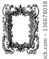 Ornate rococo baroque vintage frame with intricate floral scrolls on white background 136678038