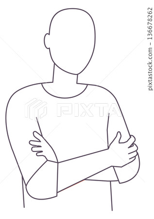 Offended person hand gesture. Crossed arms man 136678262