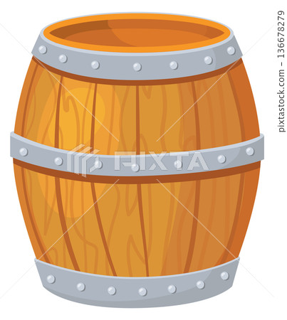 Wooden barrel cartoon icon. Old oak storage Wooden barrel cartoon icon. Old oak storage 136678279