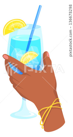 Blue lagoon cocktail glass. Fresh alcohol drink Blue lagoon cocktail glass. Fresh alcohol drink 136678298