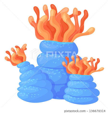 Actinia cartoon icon. Ocean bottom wild fauna 136678314