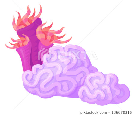 Brain coral reef fauna. Underwater wildlife cartoon icon Brain coral reef fauna. Underwater wildlife cartoon icon 136678316