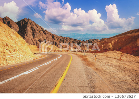 Mountain road in the desert Mountain road in the desert 136678627