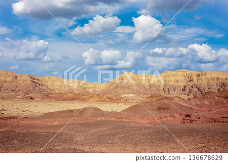 View of the mountain desert with blue sky View of the mountain desert with blue sky 136678629