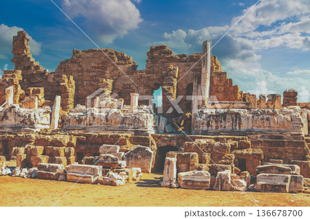 The Ruins of Ancient Side city agora. Antic Side. Turkey. The Ruins of Ancient Side city agora. Antic Side. Turkey. 136678700