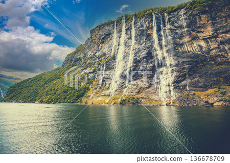 Seven Sisters Waterfall. Geiranger fjord. 136678709