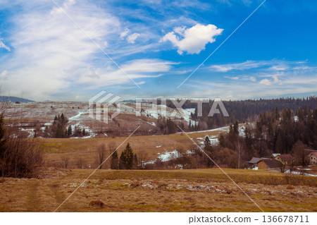 Mountain landscape in early spring 136678711