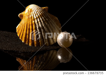 pearl in a shell. beautiful shooting pearl in a shell. beautiful shooting 136678735
