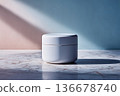 Minimalist skincare product on marble surface 136678740