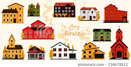 American suburban houses and cottages. Real estate and other usage for realty business. mansions 136678812