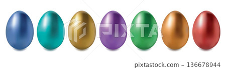 Easter eggs in different colors isolated on white Easter eggs in different colors isolated on white 136678944