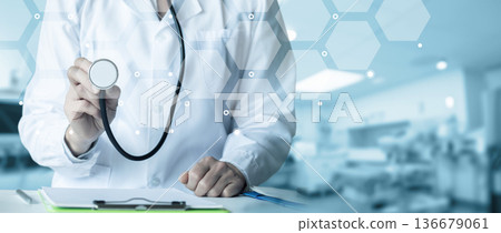 Doc with stethoscope Doc with stethoscope 136679061