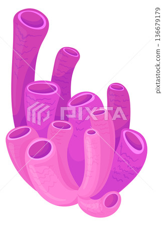 Pipe coral cartoon icon. Stove purple reef 136679179
