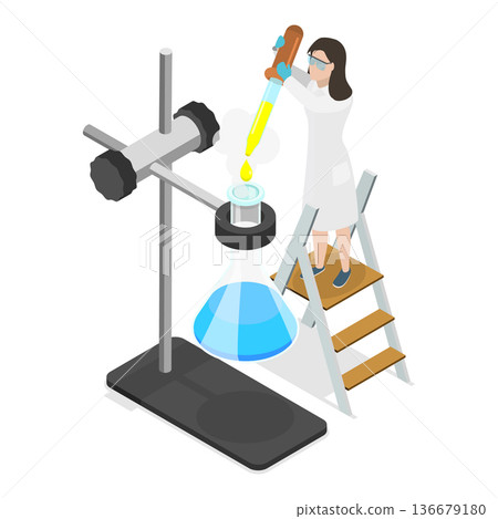 3D Isometric Flat Vector Illustration of Physics, Examples Of Exothermic Reactions With Negative Enthalpy Change. Item 4 136679180