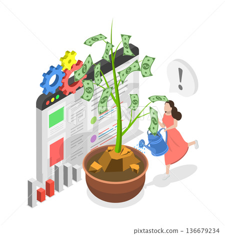 3D Isometric Flat Vector Illustration of Monetary Investment and Profit, Business Concept Ideas. Item 2 3D Isometric Flat Vector Illustration of Monetary Investment and Profit, Business Concept Ideas. Item 2 136679234