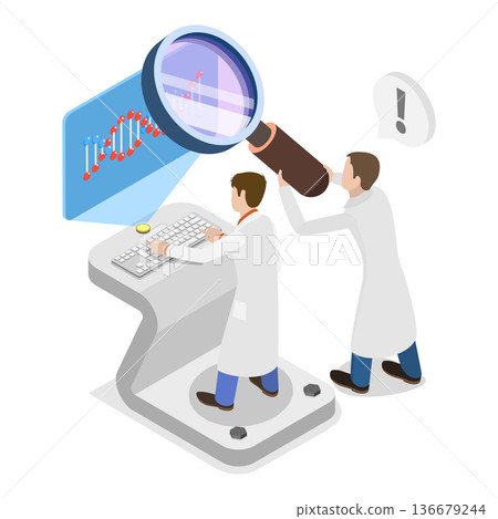 3D Isometric Flat Vector Illustration of Medical Laboratory, Theoretical Phase Of Medical Research. Item 3 136679244