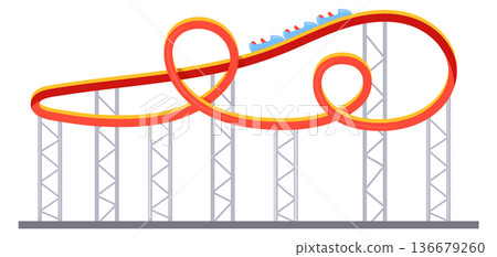 Roller coaster cartoon icon. Amusement park ride 136679260