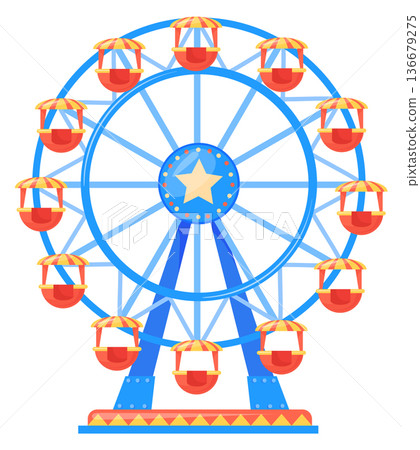 Ferris wheel cartoon icon. Fairground holiday attraction 136679275
