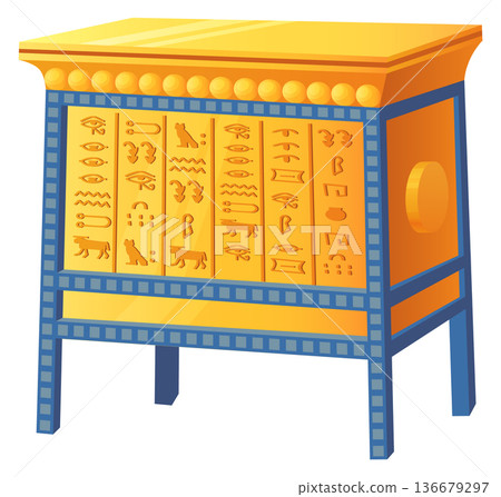 Ancient egyptian coffin with traditional ornament cartoon icon Ancient egyptian coffin with traditional ornament cartoon icon 136679297