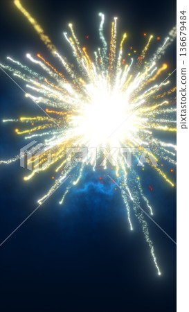Bright golden energy explosion with radiant particle trails, symbolizing power, innovation, and intense cosmic force 136679484