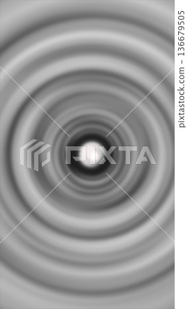 Soft monochrome concentric ripples forming a hypnotic radial tunnel, abstract minimal background suggesting sound waves, vibration, or focus 136679505
