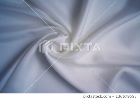 Elegant white silk fabric with soft shadows and cold blue undertone Elegant white silk fabric with soft shadows and cold blue undertone 136679553