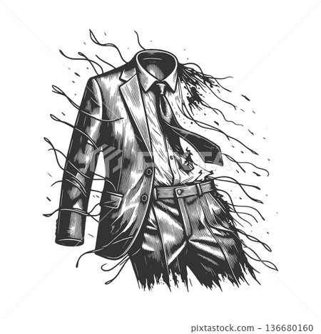 Headless Business Suit Disintegrating Into Chaos 136680160