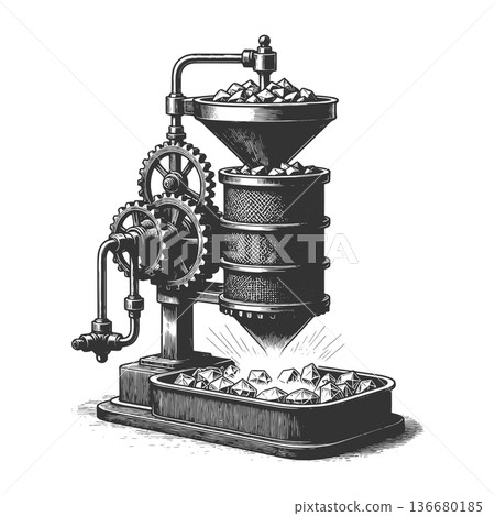 Steampunk Machine Turning Rocks Into Diamonds Steampunk Machine Turning Rocks Into Diamonds 136680185