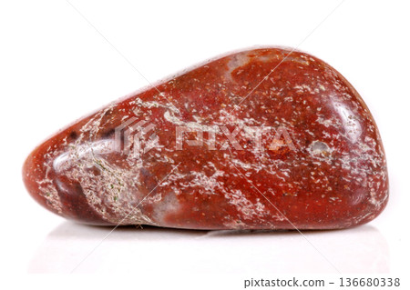 Macro mineral stone jasper on a white background Macro mineral stone jasper on a white background 136680338