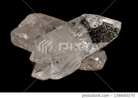 Macro mineral stone rhinestone on a black background 136680370