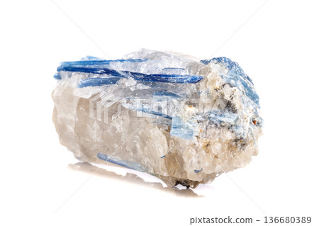 Macro mineral stone Kyanite a white background Macro mineral stone Kyanite a white background 136680389