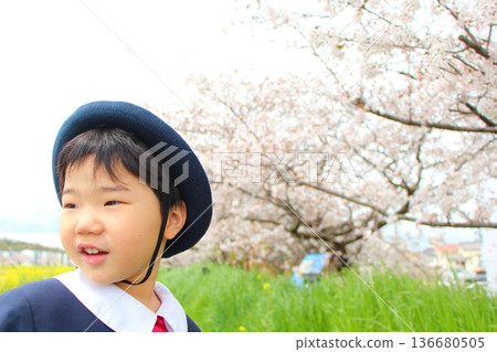 Infant wearing kindergarten uniform, entrance ceremony, graduation ceremony 136680505