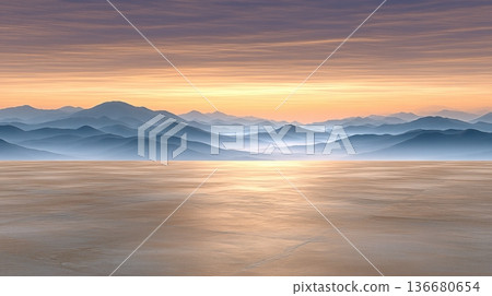 Sky Meets Land With Hills During Sunset in a Vast Open Space for Earth Spirituality 136680654