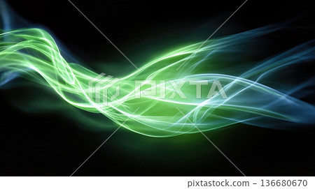Swirling Green Smoke in Dark Space Creates Festive Energy and Movement in a Vivid Display of Light Swirling Green Smoke in Dark Space Creates Festive Energy and Movement in a Vivid Display of Light 136680670