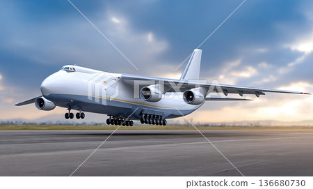 Cargo Plane Prepares to Load Containers on Runway at Clean Aviation Logistics Site Cargo Plane Prepares to Load Containers on Runway at Clean Aviation Logistics Site 136680730