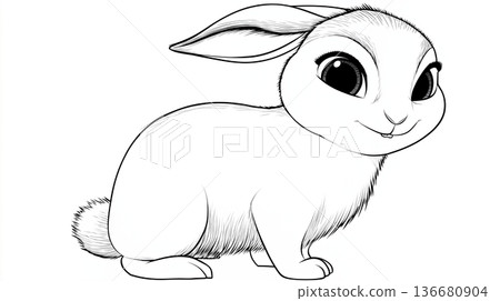 Cute Rabbit Coloring Page for Kids to Enjoy During Fun Art Time at Home or School Cute Rabbit Coloring Page for Kids to Enjoy During Fun Art Time at Home or School 136680904