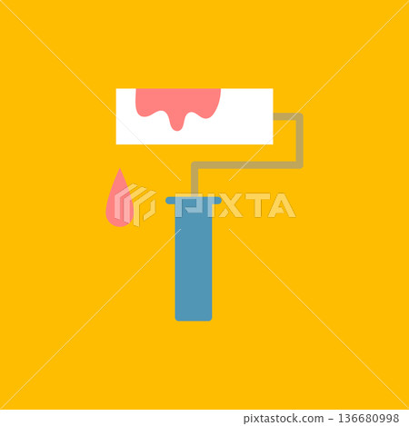 Icon of applying paint with a roller 136680998