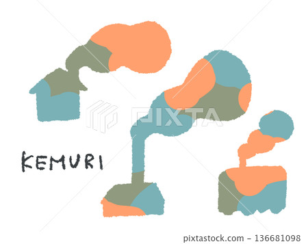 Colorful hand-drawn illustration of smoke that can be used as an icon or symbol mark in design. Colorful hand-drawn illustration of smoke that can be used as an icon or symbol mark in design. 136681098