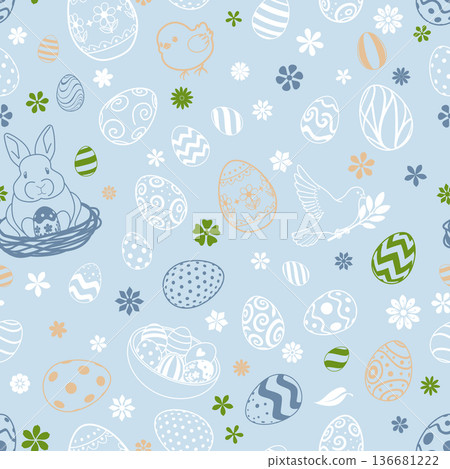 Easter eggs and bunny. Easter eggs and bunny. 136681222
