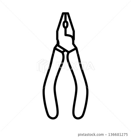 工具鉗的簡單線條圖，維護和修復圖標 136681275