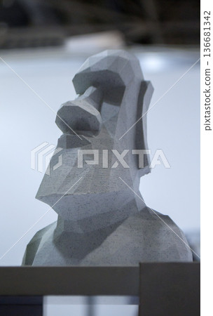 Art form printed on 3D printer from plastic. Art shape made using 3D printing from filament. Additive manufacturing. Layer-by-layer application of material. 3D printing technologies. FDM technology Art form printed on 3D printer from plastic. Art shape made using 3D printing from filament. Additive manufacturing. Layer-by-layer application of material. 3D printing technologies. FDM technology 136681342