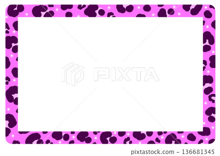 Pink leopard print frame from an early Purikura photo booth 136681345