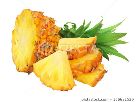 pineapple slice isolated on white background with full depth of field 136681520