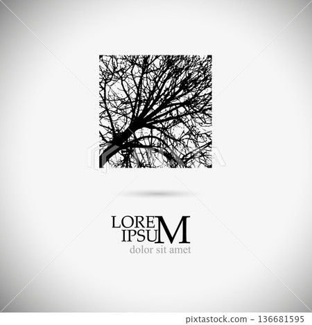 Abstract object logo tree green branches. hand drawn. Not AI, Vector illustration Abstract object logo tree green branches. hand drawn. Not AI, Vector illustration 136681595
