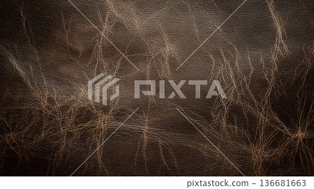 帶有划痕和磨損的復古皮革紋理，仿古風格真皮背景材料 136681663