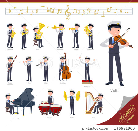Set of chauffeur men playing classical music 136681909