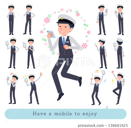 A set of male drivers having fun using a smartphone 136681925